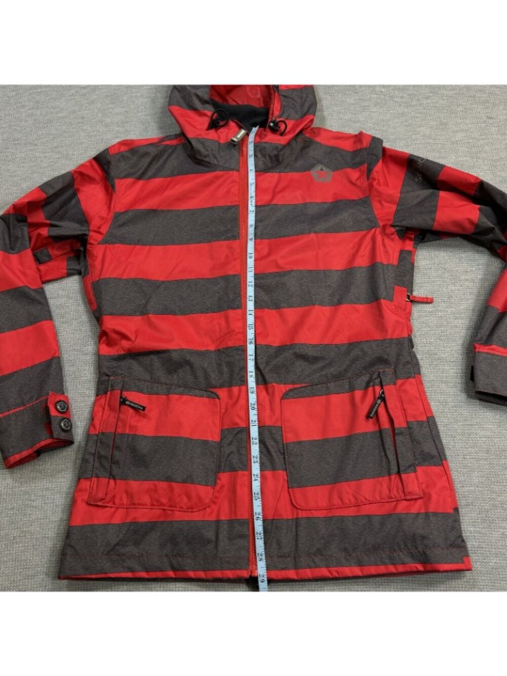 Sessions Terrain Snowboard Coat Womens Size S Recco Jane Heather Red Gray Stripe - Picture 15 of 16